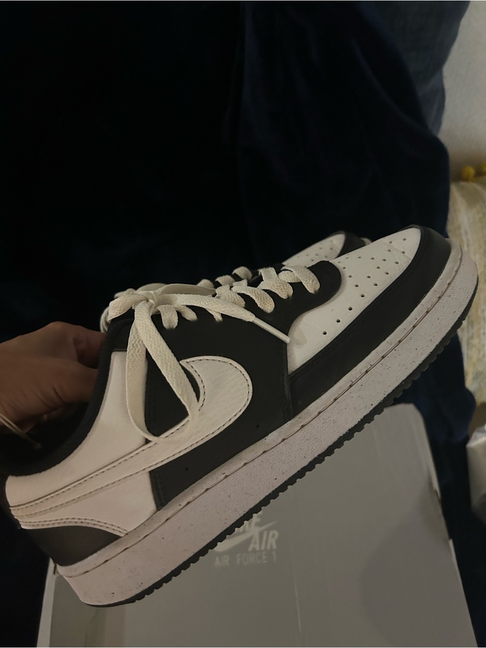 Nike Men’s Black and White Low-Top Sneakers with Swoosh